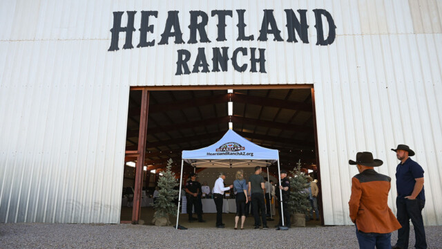 "Heartland Ranch" on white building. Hope For Little Hearts Fundraiser.