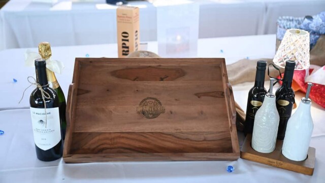 Serving tray and alcohol bottles for auction
